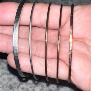 Elegant Silver and Rose Gold Tone Bangle Set